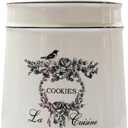 Vintage Ceramic Cookies Jars,Retro Bird and Flower Design,Large Kitchen Organization Storage Canister with Airtight Lid,Seal Canister for Food Storage,Store Cookies,Biscuits,Dessert etc,Beige