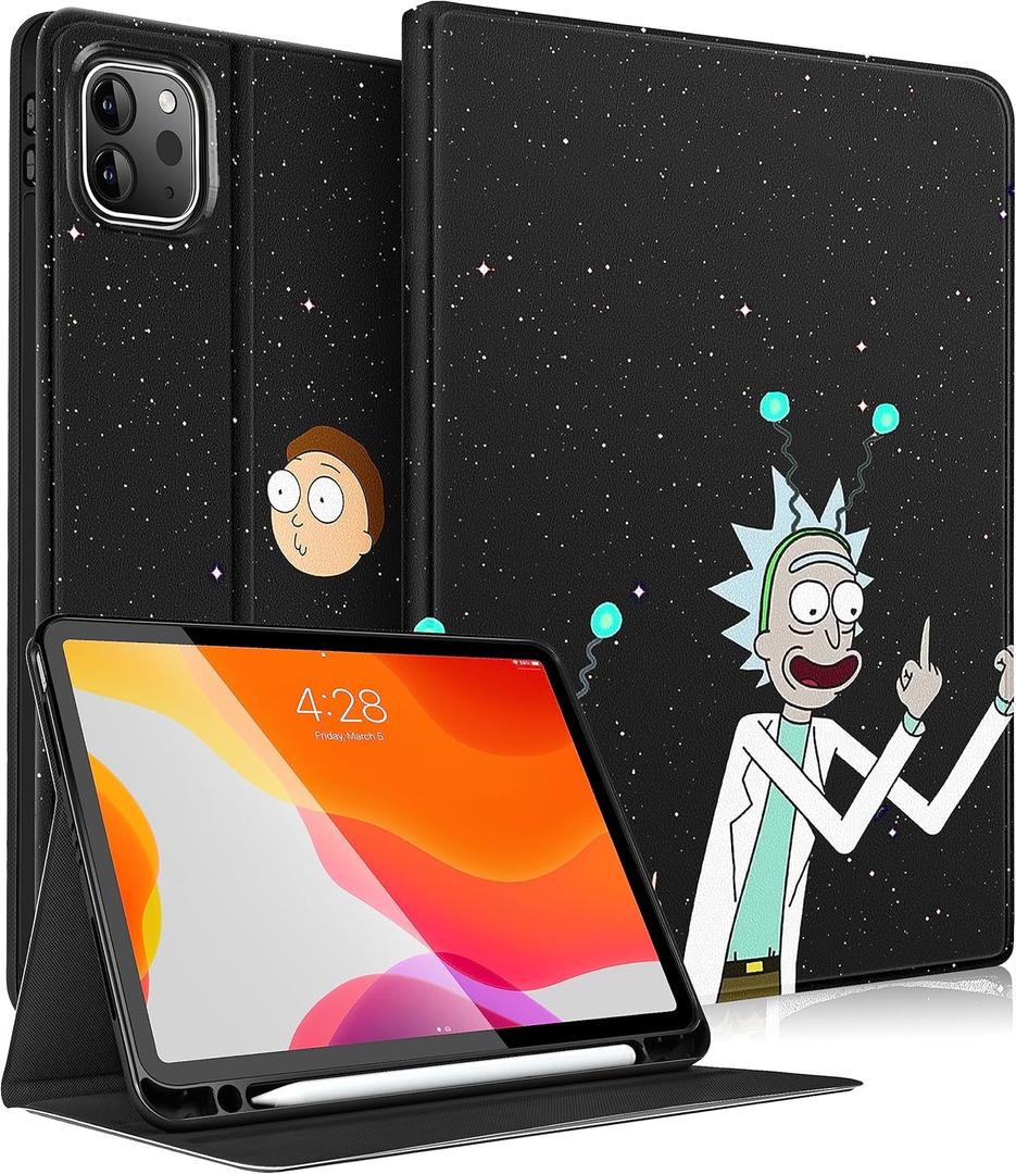 Besoar Cute Case Cute Case for iPad Pro 11/Air4/Air5/Air11 - for Women Girls Kids Teen Cartoon Kawaii Pattern Design Kickstand Fashion Cover, Black