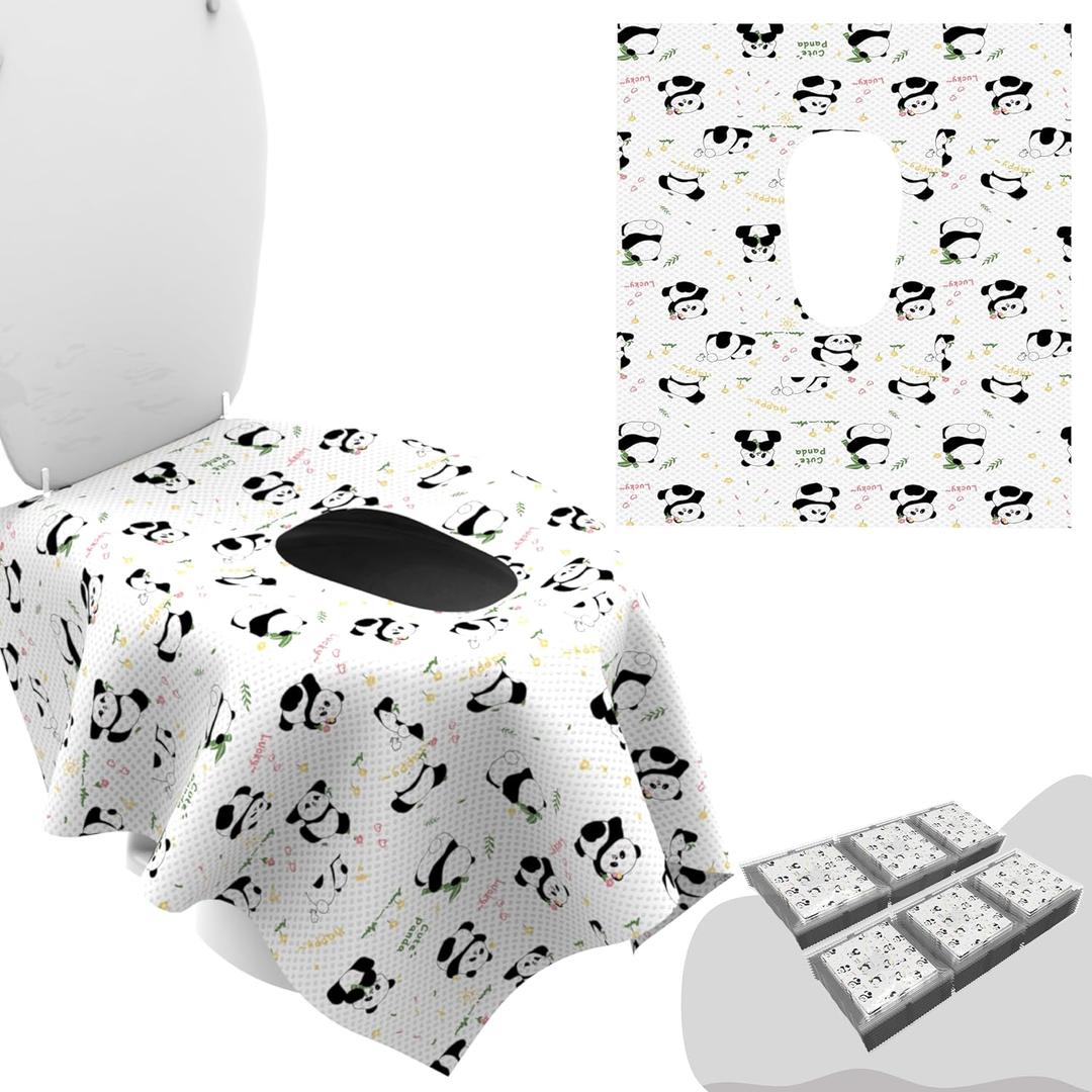 Toilet Seat Cover (20 Pack)  XL 23x25 Inch Panda Print Toilet Seat Covers Disposable for Kids & Adults  Soft Paper Material, Travel Essentials for Public Restrooms & Potty Training (P20 Non-Wooven)