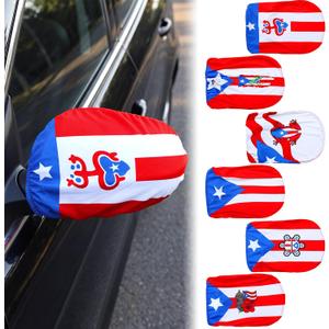 Tallew 12 Pcs Puerto Rico Flag Side View Mirror Covers Auto Rearview Protection Cover Exterior Rear View Accessories Car Mirror Accessories with Drawstrings for Car Vehicle