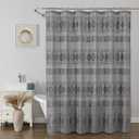 Boho Shower Curtain with Hooks, Grey Sheer Shower Curtain Set with Sun Flower, Vintage Farmhouse Curtains - Waterproof Bathroom Decor for Home and Apartment, 12 Plastic Hooks Included, 72Wx72L