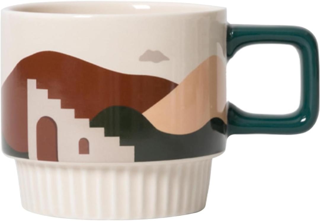 Ceramic Coffee Mug, 12oz/320ml Small Milk Tea Cup for Cocoa Cappuccino Latte Cereal Dishwasher Safe Microwave Safe, Office & Home, Brown Dessert Oasis Southwest Style Aesthetic Design