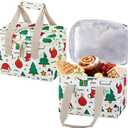 VENO 2 Pack Small Cooler Insulated Lunch Bag Reusable Grocery Shopping Bag | Collapsible Lunch Box Tote for Women Men w/ Handles, Dual Zippers, 9L Capacity for Work Office Picnic Beach (Jingle Mix)