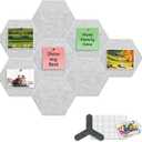 8-Pack Hexagon Felt Cork Board, 1/2" Thick Felt Bulletin Pinboard with 80 Push Pins, Adhesive Tabs, Geometric Cork Wall Tiles for Photos, Memos, Home & Office Decor (Light Grey)