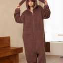 Loiahoer Unisex Animal Poodle Puppy Dog Costume Onesie Pajamas Halloween Costume Christmas Pajamas Gifts for Women & Men (Brown)