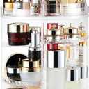 AMEITECH Makeup Organizer, 360 Degree Rotating Adjustable Cosmetic Storage Display Case with 8 Layers Large Capacity, Fits cosmetics, Makeup Brushes, Lipsticks and More, Clear