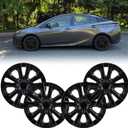 15inch Hubcaps Wheel Covers for 2016-2022 Toyota Prius & 17-22 Prius Prime & 2020-2024 Corolla Hybrid, ABS+PC Plastic Snap-on 15'' Hubcap Replacement Set of 4 Glossy Black OEM#42611-47441
