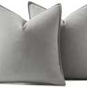 MIULEE Decorative Linen Pillow Covers 20x20 Inch Light Gray Boho Farmhouse Neutral Couch Throw Pillows for Bed Pack of 2 Accent Modern Pillowcase Sofa Livingroom Home Decor