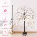 obbsie 4FT Cherry Blossom Tree with 360 LED Fairy Lights Artificial Lighted Tree with 8 Lighting Modes Light Up Pink Tree with Faux Flowers for Spring Wedding Party Indoor Outdoor Decor