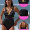 popvil One Piece Swimsuits for Women 2026 Tummy Control Neon Bathing Suit with Adjustable Strap (Blue, XL)