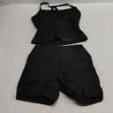 SUUKSESS Women 2 Piece Workout Sets High Waisted Tummy Control Biker Shorts Halter Padded Tank Tops (Small, Black)