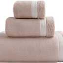 XIQ 40x80 Inches Bath Sheets Extra Large Bath Towels Set Super Soft Quick Dry Luxury Microfiber Shower Towels for Bathroom Beige, 3PCS