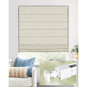 No Drill Cordless Roman Shades, Room Darkening, 29×48 in Beige
Cordless fabric shades with polyester material provide room darkening, easy installation without drilling