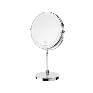 Lighted Makeup Mirror, 3000 mAh Rechargeable Double Sided Magnifying Mirror with 3 Colors, 1x/10x 360° Rotation Vanity Mirror, Brightness Adjustable Magnification Cosmetic Light up Mirror, Women Gift Chrom