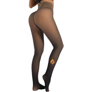 MERYLURE High Waist Fleece Lined Tights Women Skin Tone, Fake Translucent Winter Warm Pantyhose Thick Thermal Leggings (Black, S)