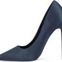 Elisabet Tang High Heels Womens Pointed Toe Heels Satin Pumps Stiletto Bridal Party Dress Evening Wedding Shoes for Woman Navy Blue, Size: 8.5