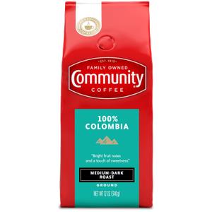 Community Coffee 100% Colombia, Medium Dark Roast Ground Coffee, 12 Ounce (Pack of 1) (EXP 07/24/26)