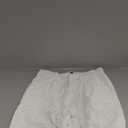 Men's Linen Casual Beach Shorts Cotton Classic Summer Shorts with Buttons Elastic Waist (Large, White)