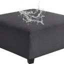 Levoberg Waterproof Square Ottoman Cover Large Square Folding Storage Ottoman Bench Slipcovers Footrest Stool Covers Oversized Ottoman Coffee Table Covers Cube with Elastic Bottom L Dark Gray