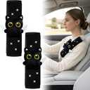 Adorable Car Seat Belt Pads Cover for Car Decoration, Cute Cat Animal Comfort Skin-Friendly Padding Car Accessories for Protect Neck, Compatible with All Cars for Long Drive 2 Pcs
