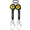 6FT Twin-Leg Self Retracting Lifeline, Swivel Top Lightweight Housing, Web SRL ANSI Self Retractable Safety Lanyard, Fall Arrest Protection Gear for Roofing Construction, Rebar Hook