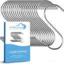 WHITECLOUDZ 30-Pack Silver S Hooks for Hanging Plants, Stainless Steel S hooks for hanging heavy-duty, Closet Hooks for Hanging Clothes, Durable kitchen hooks for hanging Utensils, Pots, Clothes & Bag