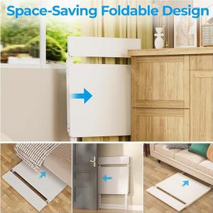 GreenForest Folding Desk for Small Spaces, 31.5 inch Foldable Table with Storage Bag, 2-Tier Portable Computer Desk with Monitor Stand for Home Bedroom, Pure White