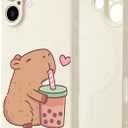 Cute Cartoon Capybara Magnetic Case for iPhone 15 6.1",Compatible with Magsafe,Full Camera Protection Liquid Silicone Shockproof Slim Protective Phone Case for Girls Women