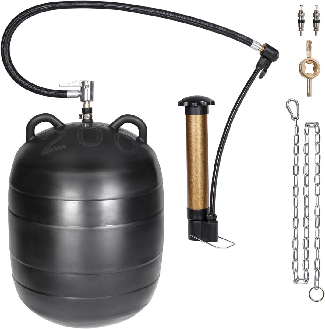 8 Inch Inflatable Pipe Plug Kit with Fast Air Pump & Extension Hose, Heavy Duty Rubber Sewer Test Ball with Safety Chain & Valve Tool for Drain Blocking & Leak Testing(Fits 7.8"-8.2" Pipes)