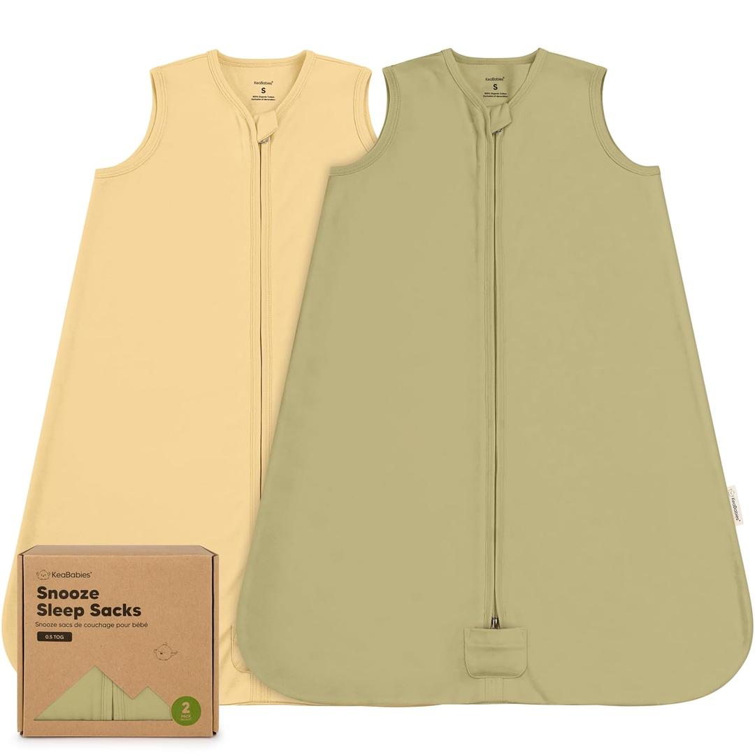 2-Pack Baby Sleep Sacks, Zipper Wearable Blanket - 0.5TOG Organic Cotton, Lightweight, Soft Cozy Infant Sleeping Sack 3-6 months, Easy to Wear Small Newborn Transition Swaddles Sleepsacks (Avocado)