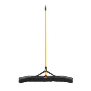 Rubbermaid Commercial Products Maximizer 36" Push to Center Push Broom Polypropylene Fill Black Angled Sides Medium Bristles for Indoor/Outdoor Multi-Surface Use