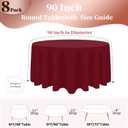 8 Pack Burgundy Round Tablecloth 90 Inch Round Table Cloth, Wrinkle Resistant and Washable Polyester Fabric Table Cloth Round Table Cover for Dining Wedding Banquet Party