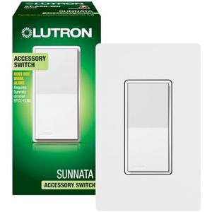 Lutron Sunnata On/Off Accessory Switch with Wallplate, only for use with Sunnata LED+ Dimmers, ST-ASW-WH, White