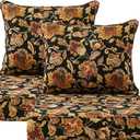 Outdoor Patio Chair Cushions Set, 24" x 24", Set of 2, Water-Repellent, Fade Resistant, Deep Seat Bottom and Back Cushion for Backyard, Couch, Sofa and Patio Furniture, Red Yellow Vine Flower