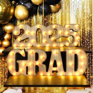 2025 Graduation Decorations, 2025 Grad Light Up Letters Wooden LED Marquee, Class of 2025 Table Centerpieces, Perfect Graduation Sign Ornaments for Kindergarten Preschool High School College