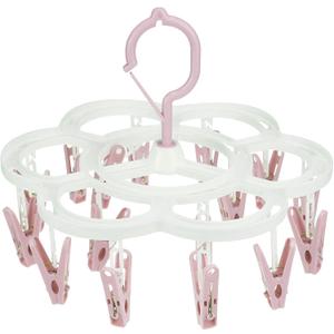 Fanghome Clothespin Rack Laundry Drying Rack,Clothes Hangers with 16 Clips,Clip Hanger Drip Hanger for Drying Underwear,Baby Clothes,Socks,Bras,Towel,Pants,Hat,Scarf,Cloth Diapers,Gloves (Purple)
