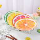 10 Inch Melamine Dinner Plates, Fruit Salad Dishes Set of 4, Summer Dessert Plate for Appetizer, Snacks and Side Plates, Birthday Party Lightweight Plates (Red/Green/Yellow/Orange)