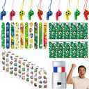2 x LAHAND 41Pcs Soccer Party Favors,Soccer Goodie Bags Stuffers with Tattoos Stickers Patriotic Fan Facial Paint Sport Whistles Slap Bracelets for Soccer Party Supplies
