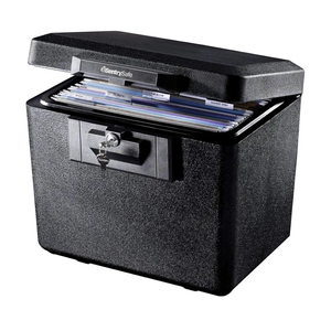 SentrySafe Black Fireproof Document Box with Key Lock, Safe Secures Files and Documents for Home or Office, 0.61 Cubic Feet, 13.6 x 15.3 x 12.1 inches, 1170