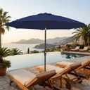 JEAREY 9FT Outdoor Patio Umbrella,Market Table Umbrella with 8 Fiberglass Ribs, Pool Umbrella with Tilt and Crank, UV Protection Lightweight & Wind-Resistant for Lawn, Garden, Deck and Backyard, Navy