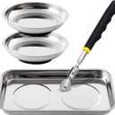 3 Pieces Magnetic Trays with 8LBs Telescoping Magnetic Pick-up Tool Set, 9.5" Rectangle, 2 Pieces 4" Stainless Steel Magnet Parts Tray for Screws, Sockets, Bolts, Mechanic's