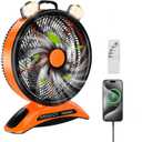 Extra Large Size Camping Fan, 45000mAh Battery Rechargeable Portable Fan, 12-Inch Blade & 830CFM High Velocity Airflow, Timer, Remote, Cordless for BBQ RV Tent Garage Patio Outdoor & Indoor (Orange)