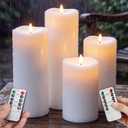 Rossesay 4 Pcs 8" 10" 12" 14" X 5" Flameless Candles, White, Elegant