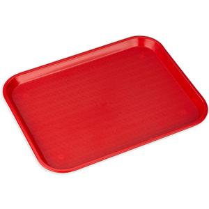 Carlisle FoodService Products Cafe Fast Food Cafeteria Tray with Patterned Surface for Cafeterias, Fast Food, And Dining Room, Plastic, 17.87 X 14 X 0.98 Inches, Red