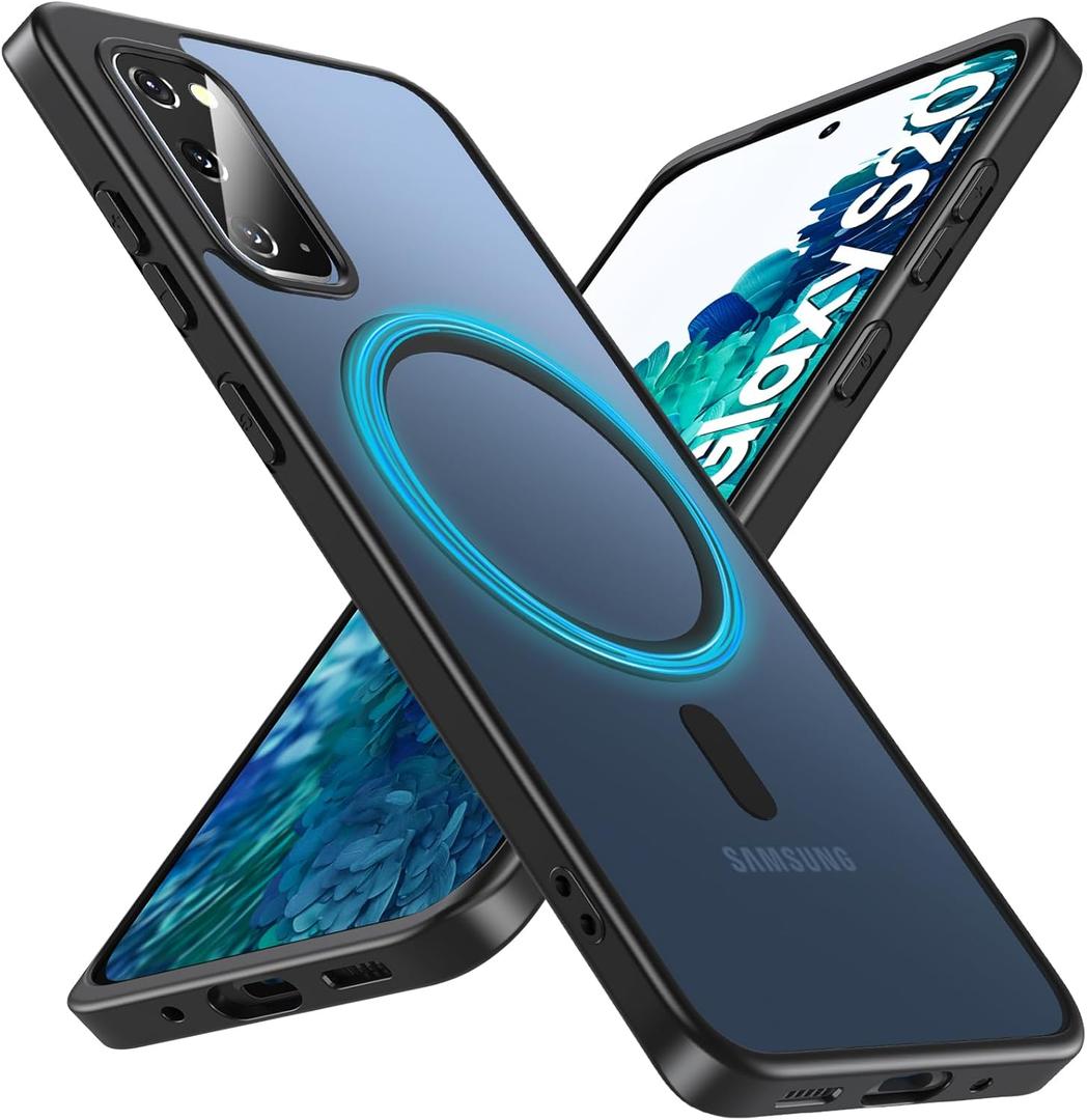 Hensinple Magnetic for Samsung Galaxy S20 Case,S20 Case,Compatible with Magsafe,Shockproof Rugged Military-Grade Protection Translucent Matte Back Cover Phone Case for Galaxy S20(Matte Black)