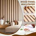 uxcell Wood Panel Wallpaper 31.5x394 PVC Countertop Contact 3D Brown Black