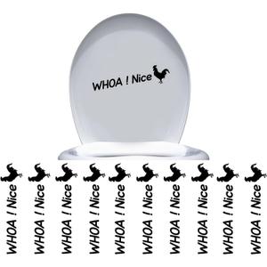 10 Packs Funny Cock Toilet Stickers, Waterproof Vinyl Decal with Whoa Nice Quote, Removable Self-Adhesive for Restroom Door, Seat Decor Accessories
