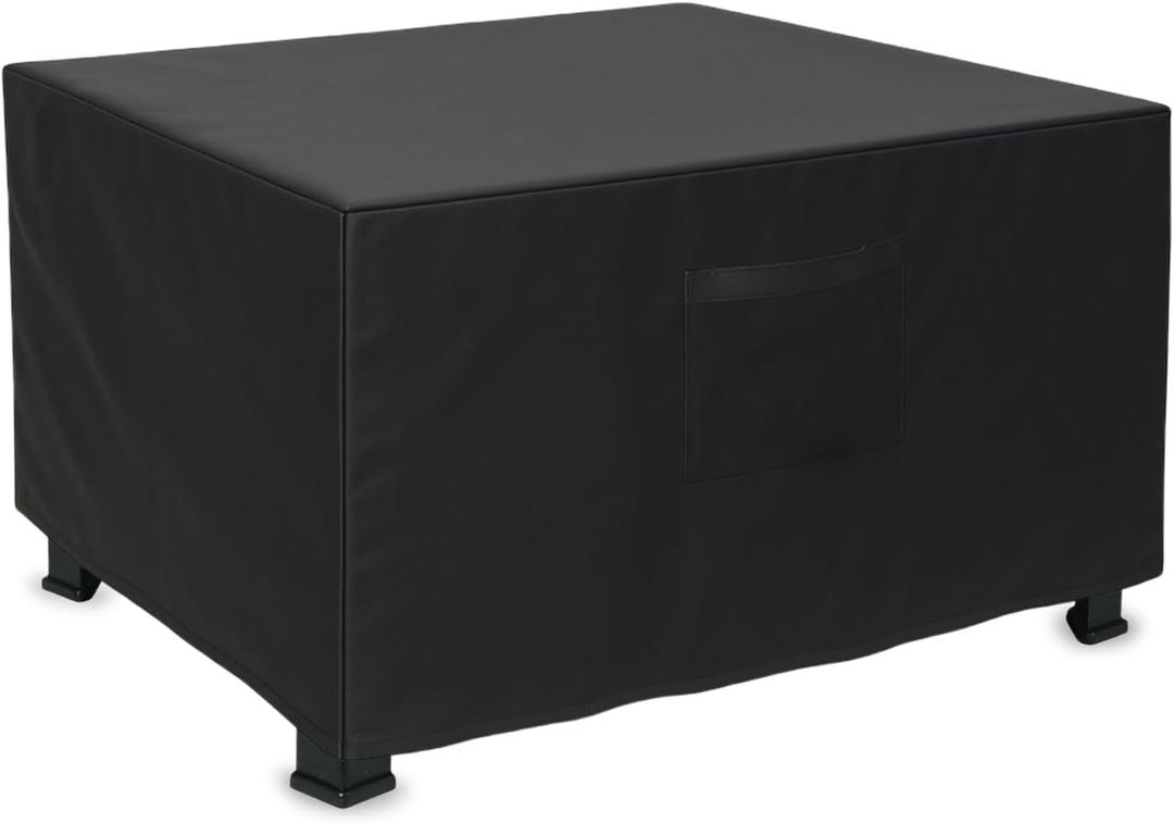 Fire Pit Cover Square, Heavy Duty Waterproof Oxford Fabric for Fire Pit,Fit for 28-32 Inch Outdoor Fireplace Cover & Fire Pit Table, Tear Resistant Fire Pit Cover with Air Vent and Drawstring (Black)