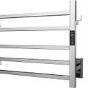P&Bhusri Heated Towel Rack for Bathroom,Wall Mounted Electric Towel Rack with Timer and LED Indicator, 5-Bar Towel Warmer, Stainless Steel Polished, Hard-Wired/Plug-in