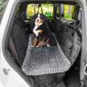 Non-Slip Dog Bed Mat for Car, Fuzzy Backseat Pet Mat, Travel Pet-Friendly Seat Cover for Cars, Compatible with Backseat Extenders and Seat Protectors 24.8x54 inch (Dark Grey)